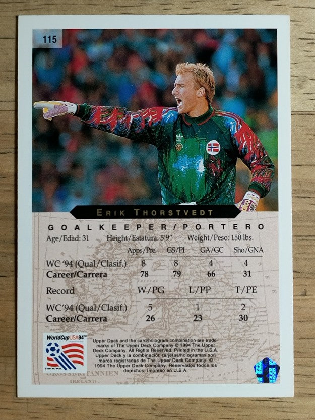 1994 Upper Deck World Cup Contenders English/Spanish #115 Erik Thorstvedt