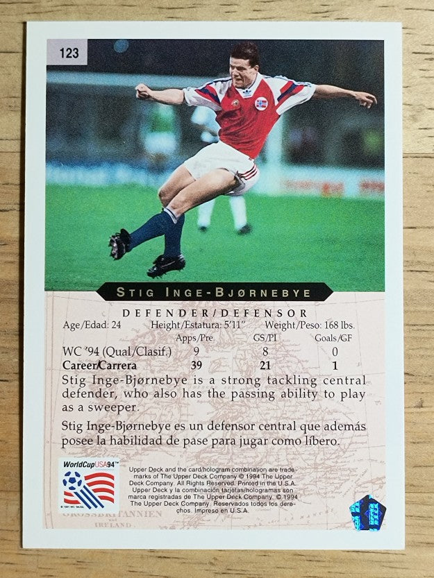 1994 Upper Deck World Cup Contenders English/Spanish #123 Stig Inge-Bjornebye