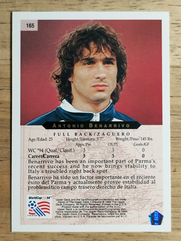 1994 Upper Deck World Cup Contenders English/Spanish #165 Antonio Benarrivo