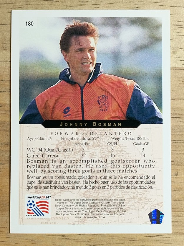 1994 Upper Deck World Cup Contenders English/Spanish #180 Johnny Bosman