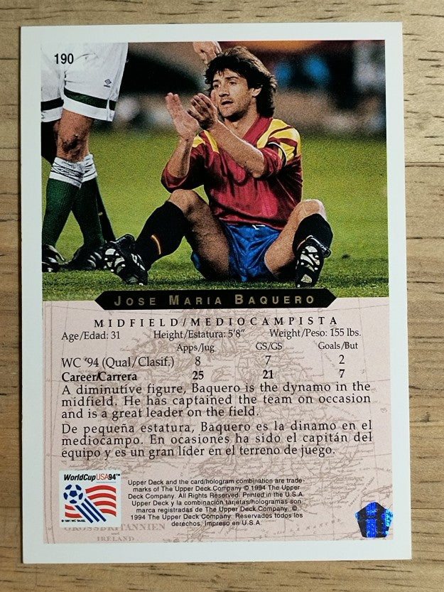 1994 Upper Deck World Cup Contenders English/Spanish #190 Jose Maria Baguero