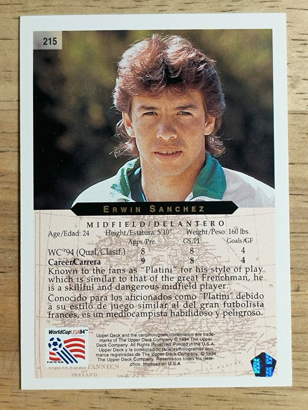 1994 Upper Deck World Cup Contenders English/Spanish #215 Erwin Sanchez