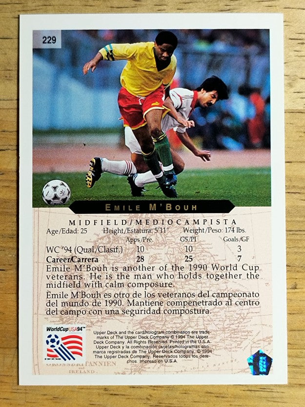 1994 Upper Deck World Cup Contenders English/Spanish #229 Emile M'Bouh