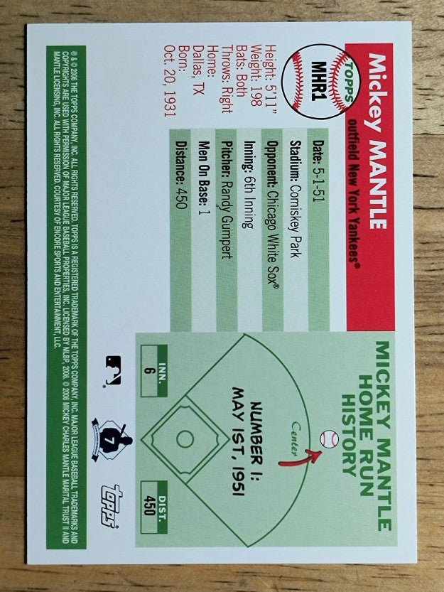 2006 Topps Mantle Home Run History #1 Mickey Mantle