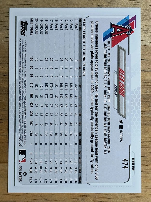 2021 Topps #474 Alex Cobb