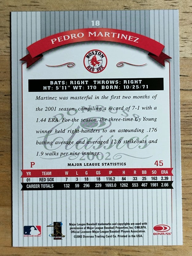 2002 Donruss Classics #18 Pedro Martinez