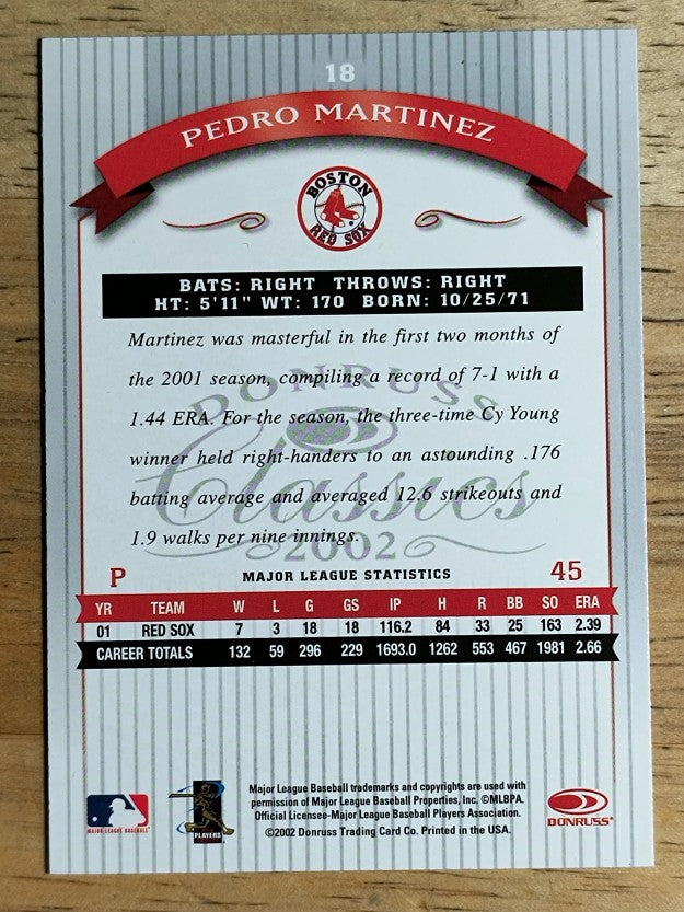 2002 Donruss Classics #18 Pedro Martinez