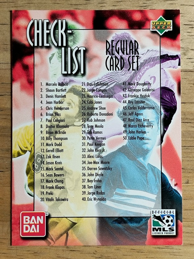 1997 Upper Deck MLS #NNO Checklist Card