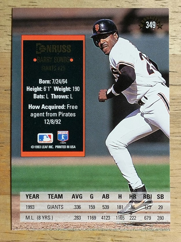 1994 Donruss #349 Barry Bonds