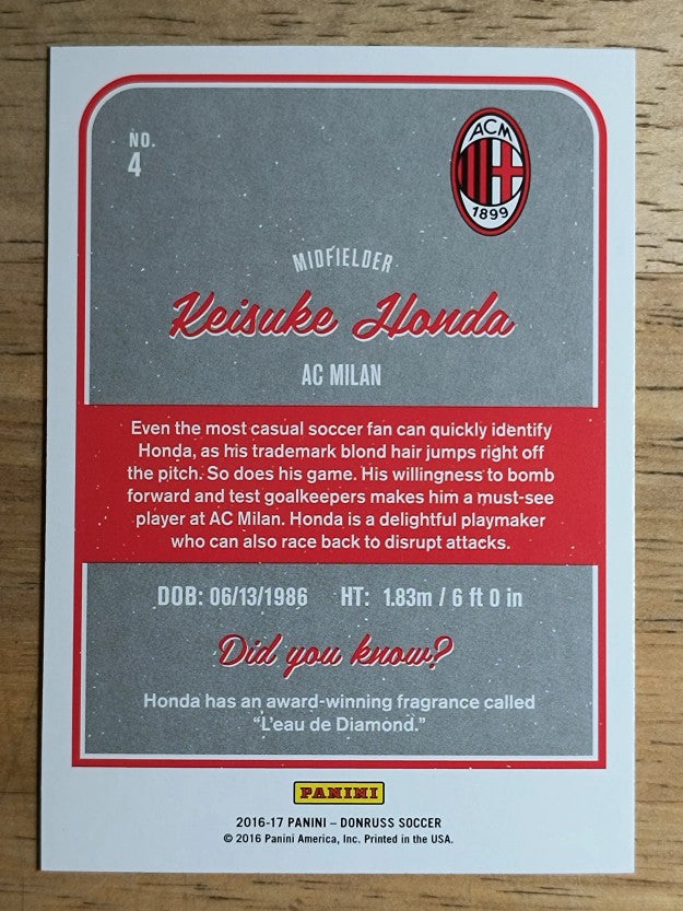 2016 Donruss #4 Keisuke Honda
