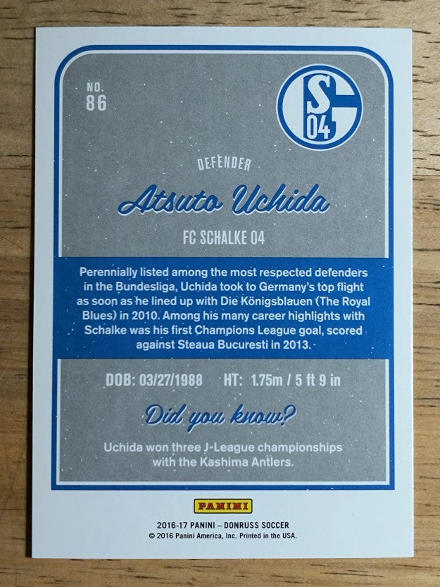 2016 Donruss #86 Atsuto Uchida