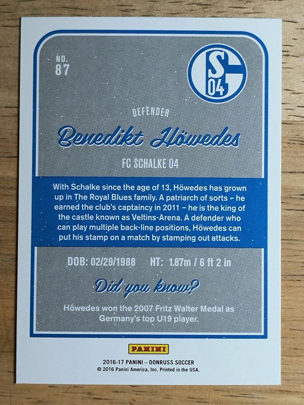 2016 Donruss #87 Benedikt Howedes