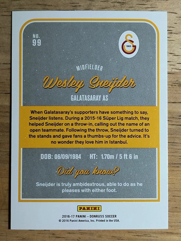 2016 Donruss #99 Wesley Sneijder