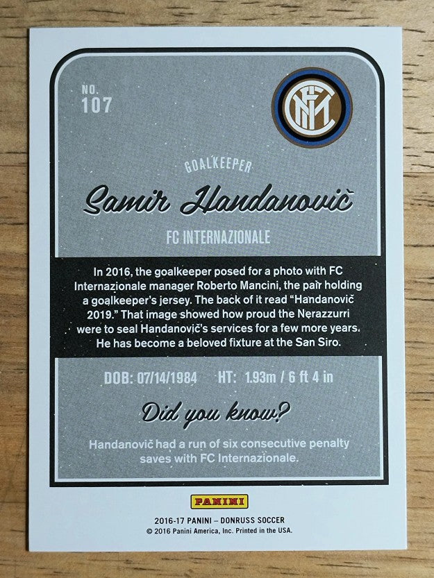 2016 Donruss #107 Samir Handanovic