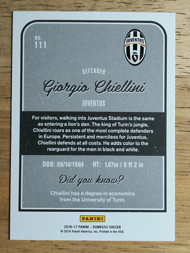 2016 Donruss #111 Giorgio Chiellini