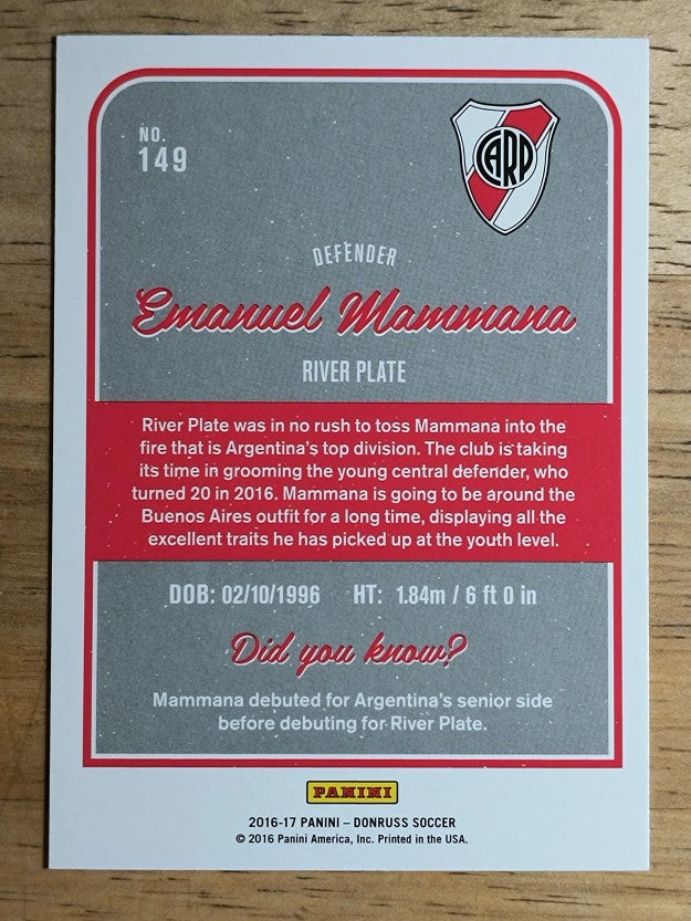 2016 Donruss #149A Emanuel Mammana