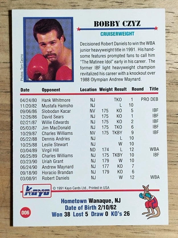 1991 Kayo #6 Bobby Czyz