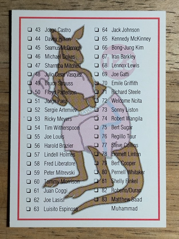 1991 Kayo #23 Checklist 1-83