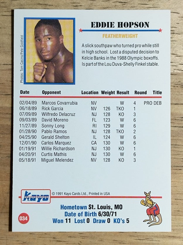 1991 Kayo #34 Eddie Hopson