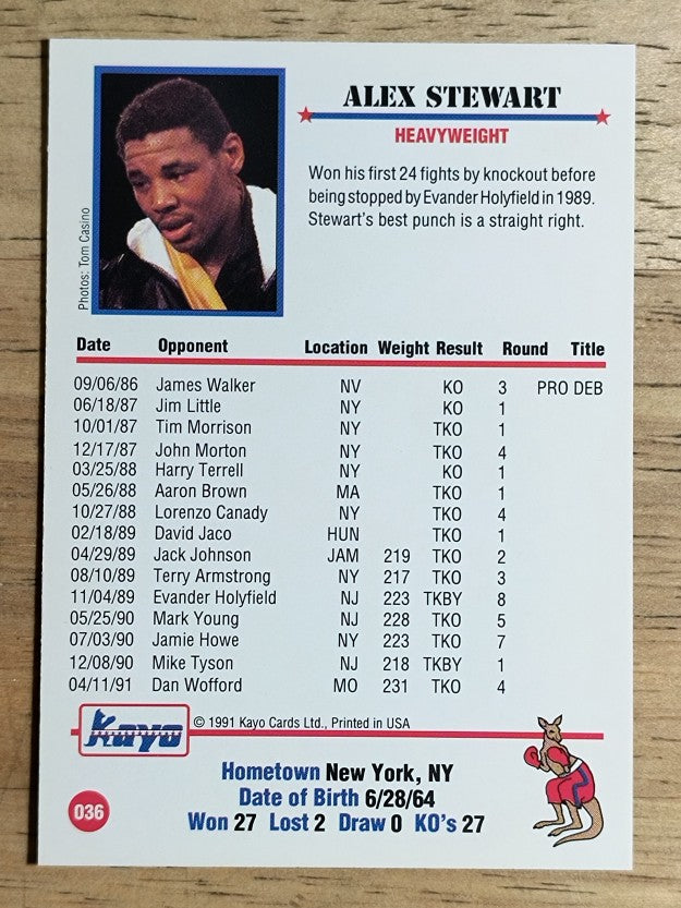 1991 Kayo #36 Alex Stewart