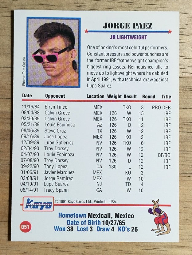 1991 Kayo #51 Jorge Paez