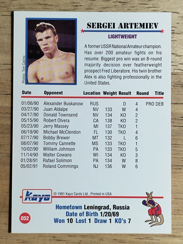 1991 Kayo #52 Sergei Artemiev