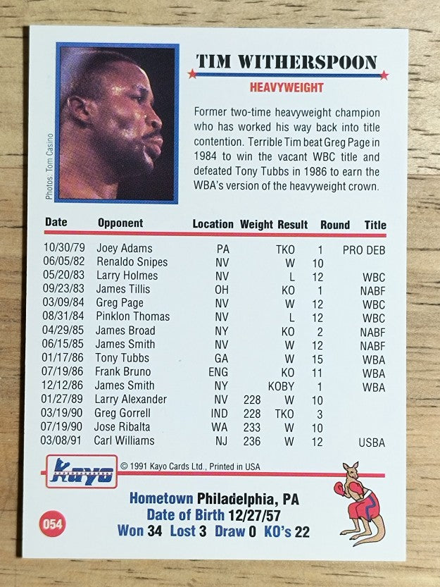 1991 Kayo #54 Tim Witherspoon