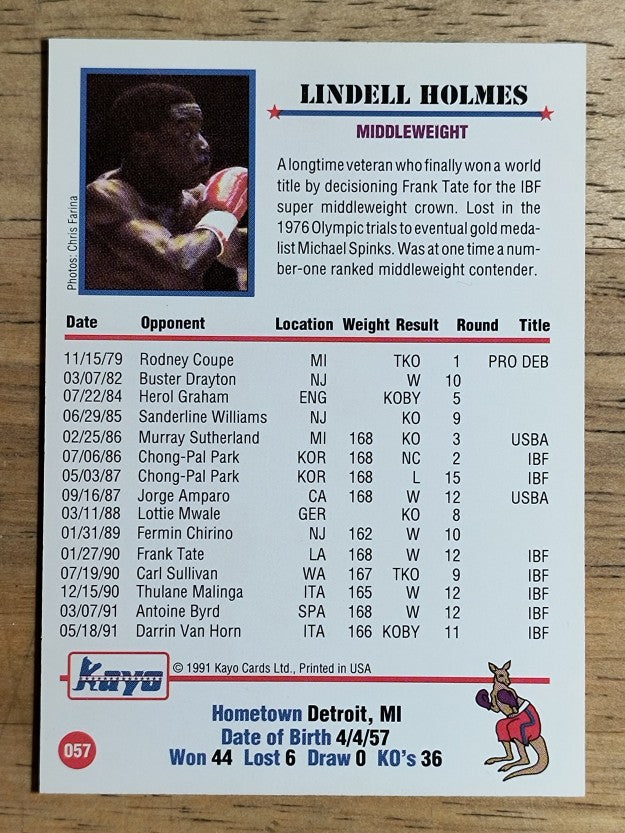 1991 Kayo #57 Lindell Holmes