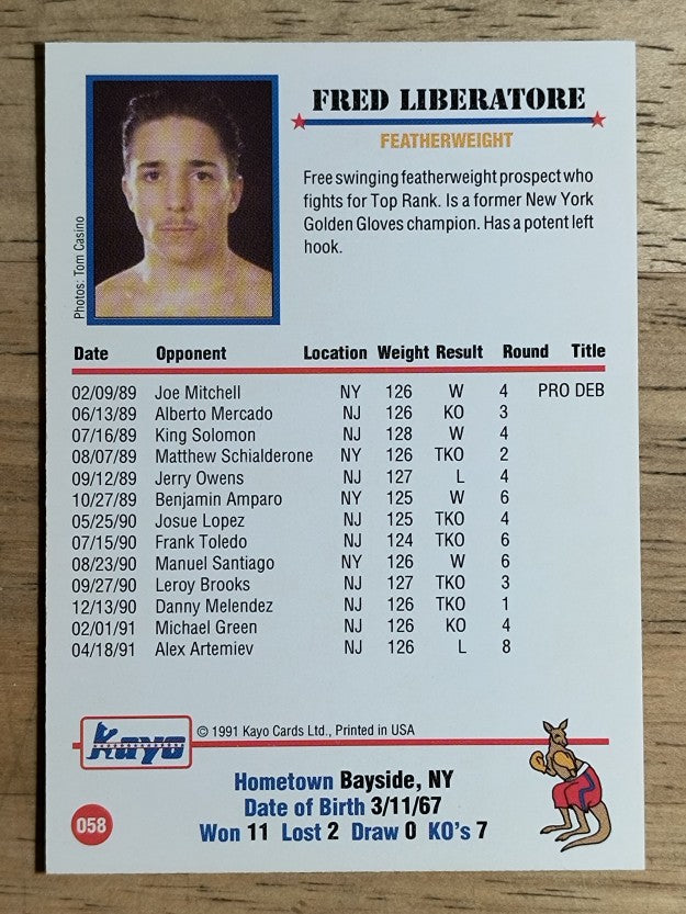 1991 Kayo #58 Fred Liberatore