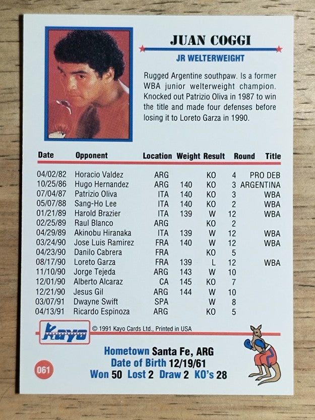 1991 Kayo #61 Juan Coggi