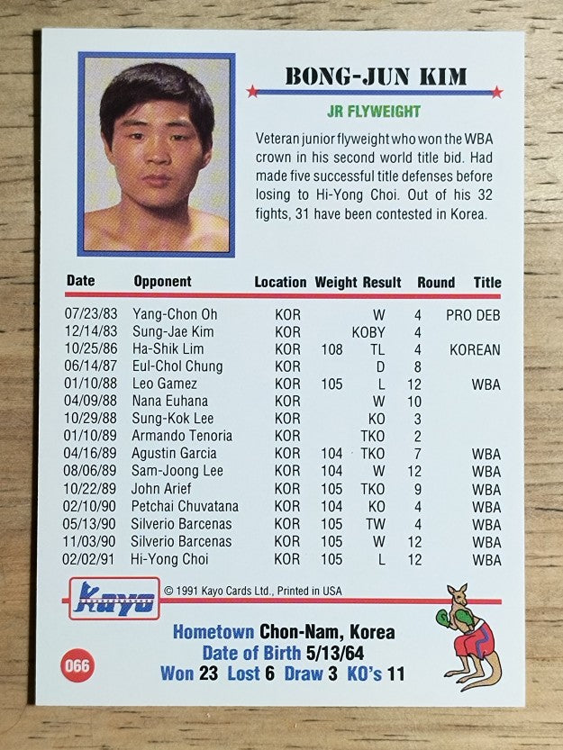 1991 Kayo #66 Bong-Jun Kim