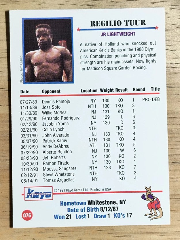1991 Kayo #76 Regilio Tuur