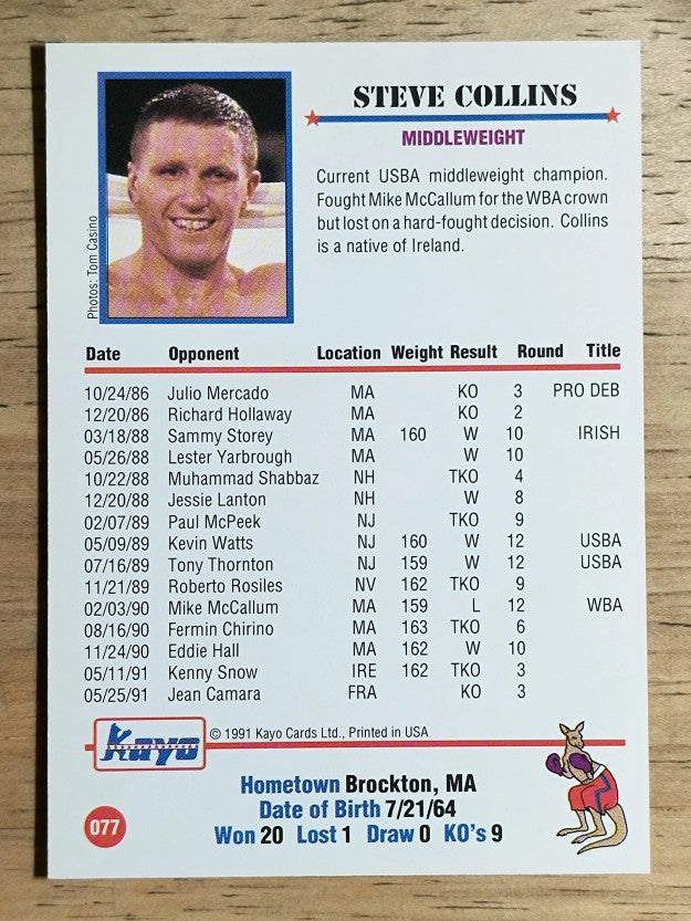 1991 Kayo #77 Steve Collins