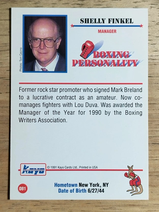 1991 Kayo #81 Shelly Finkel