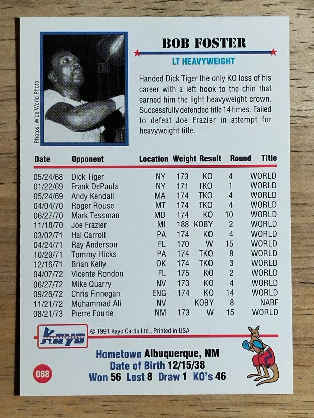 1991 Kayo #88 Bob Foster