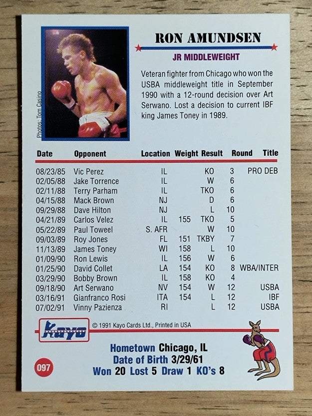 1991 Kayo #97 Ron Amundsen