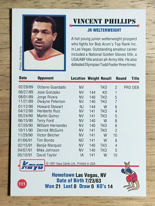 1991 Kayo #111 Vincent Phillips