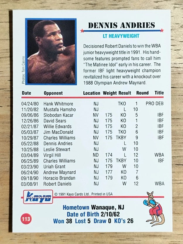 1991 Kayo #113 Dennis Andries