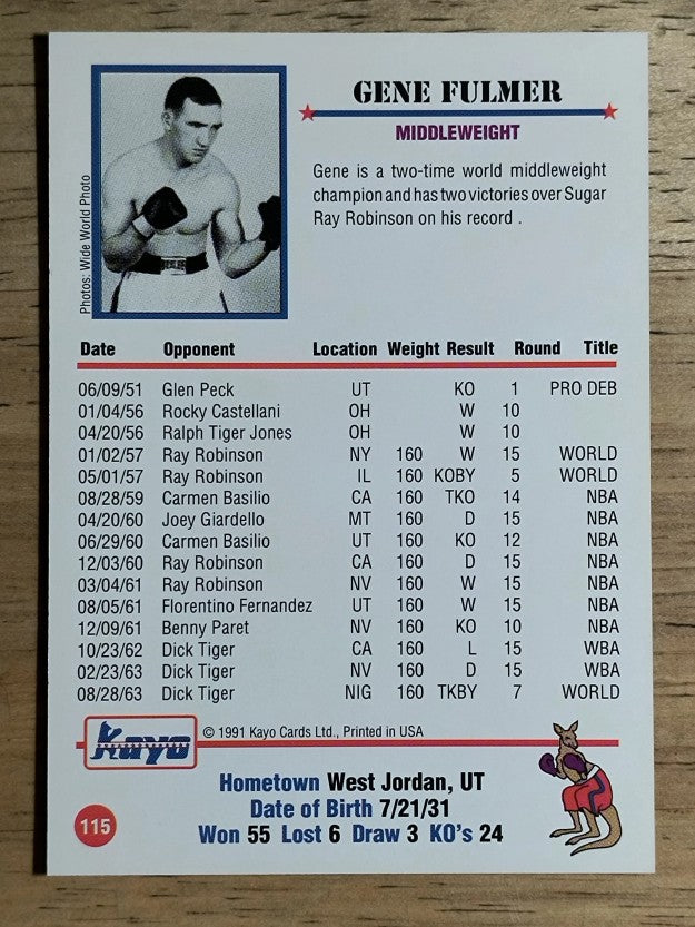 1991 Kayo #115 Gene Fullmer