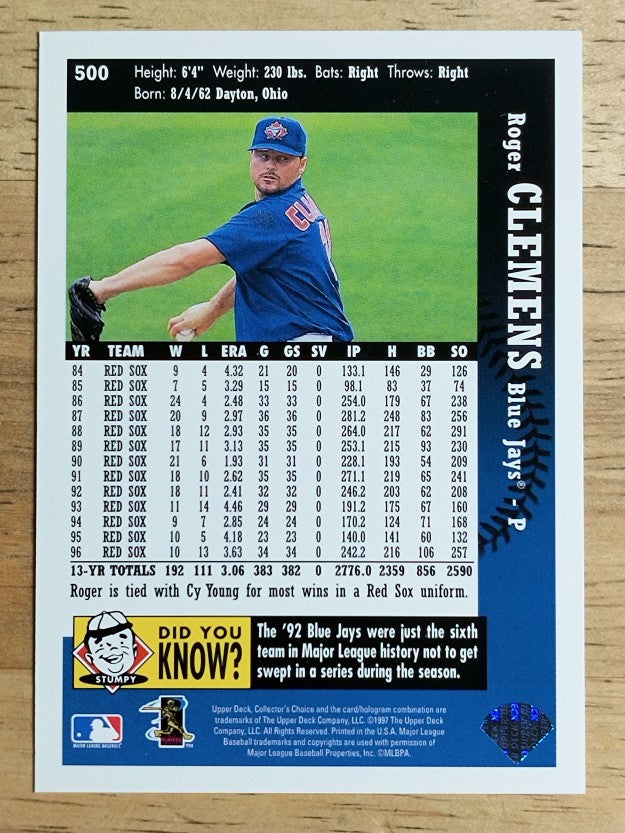 1997 Collector's Choice #500 Roger Clemens