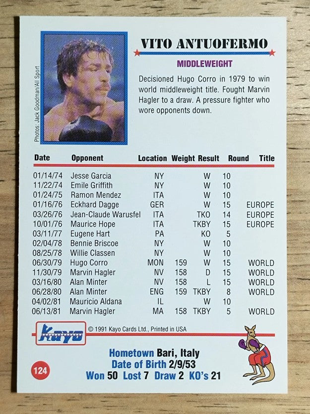 1991 Kayo #124 Vito Antuofermo
