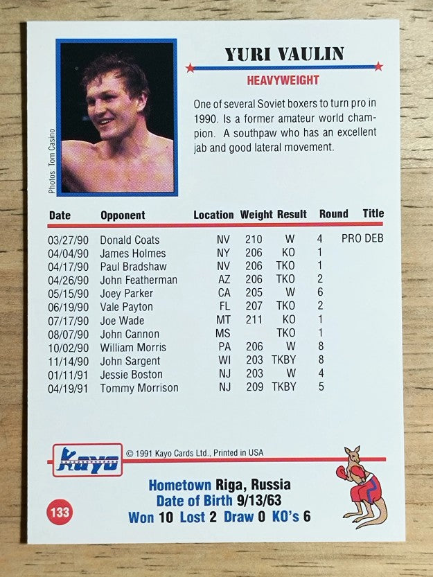 1991 Kayo #133 Yuri Vaulin