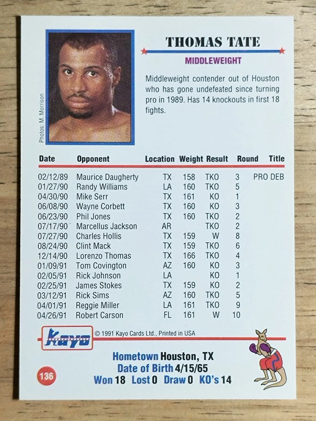 1991 Kayo #136 Thomas Tate
