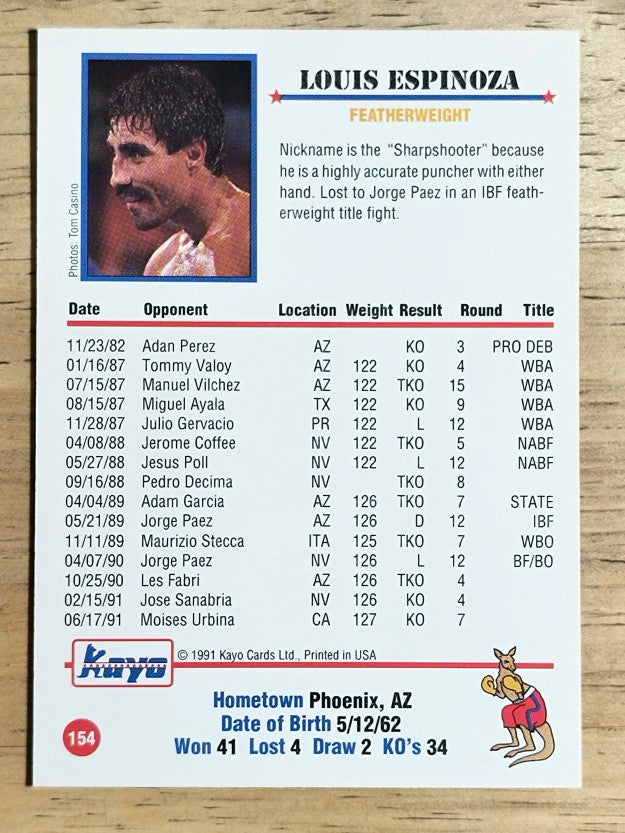 1991 Kayo #154 Louie Espinoza