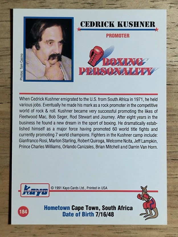 1991 Kayo #184 Cedrick Kushner