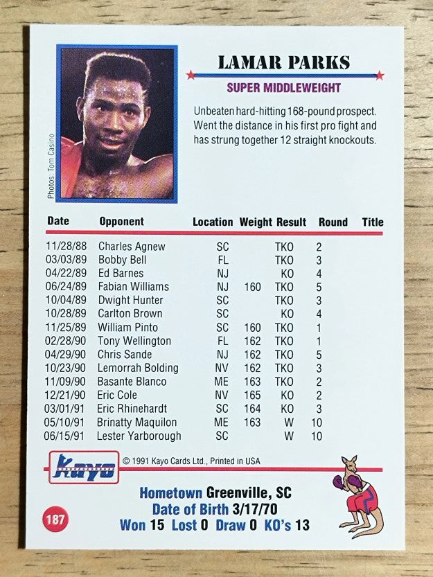 1991 Kayo #187 Lamar Parks