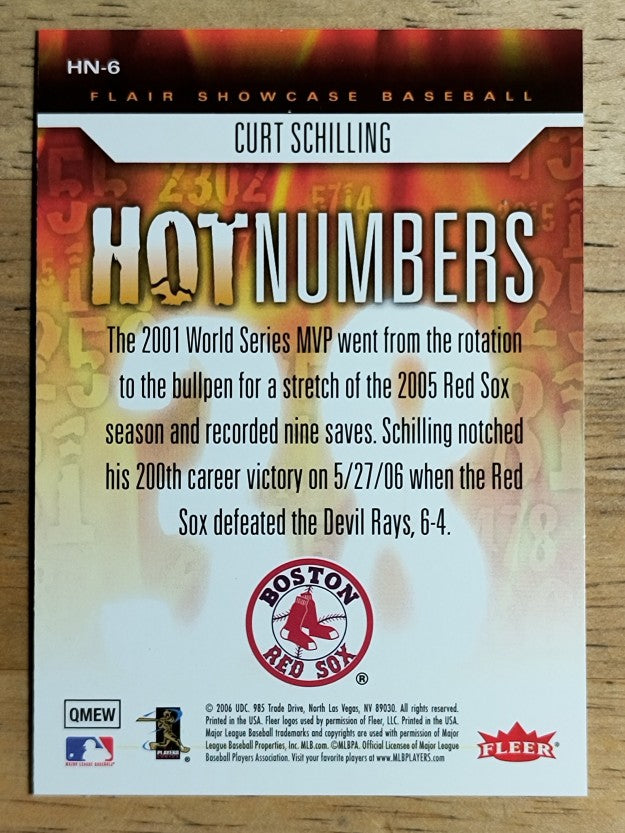 2006 Flair Showcase Hot Numbers #6 Curt Schilling