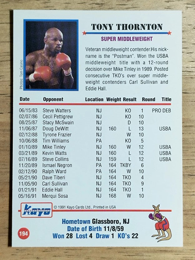 1991 Kayo #194 Tony Thornton