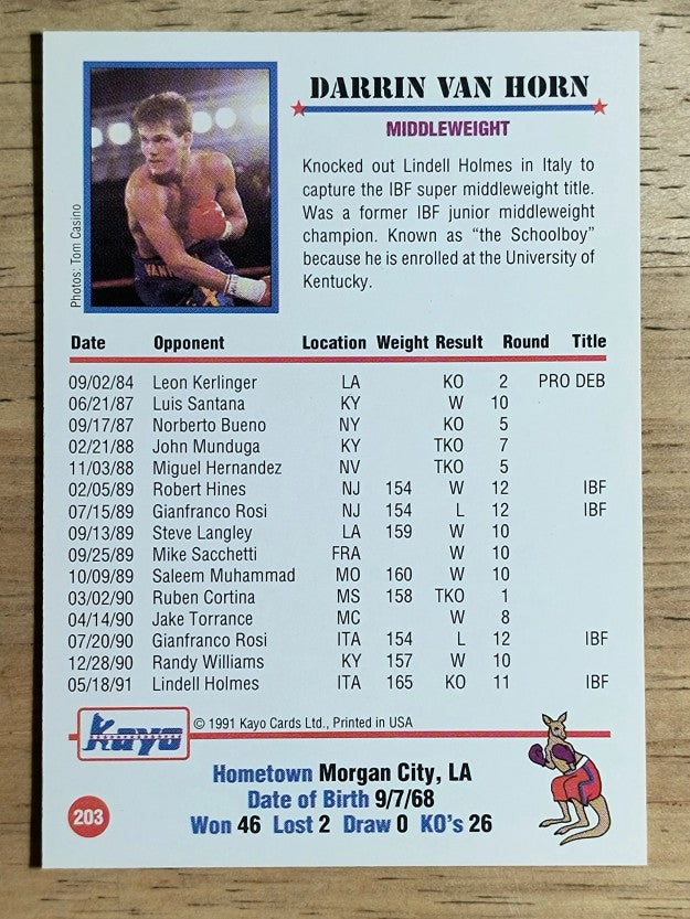 1991 Kayo #203 Darrin Van Horn