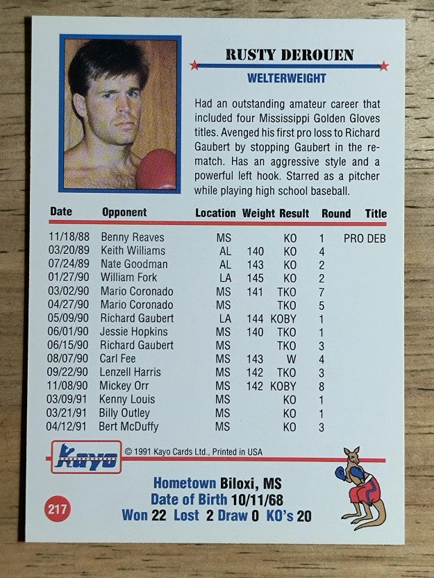1991 Kayo #217 Rusty DeRouen